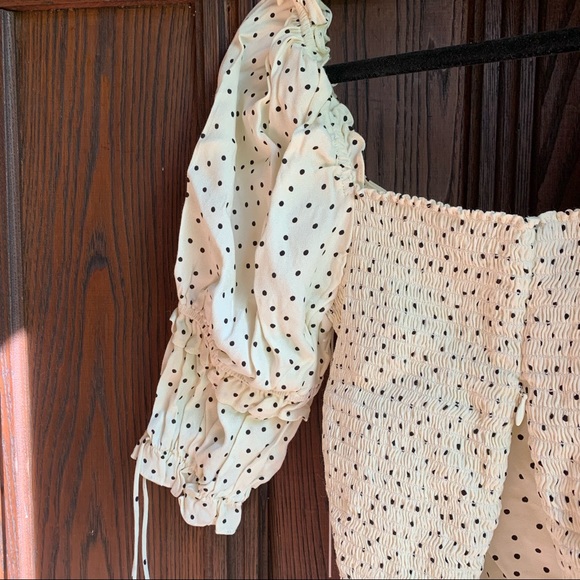 Reformation bustier polka dot blouse in ivory size 12 - Picture 7 of 11